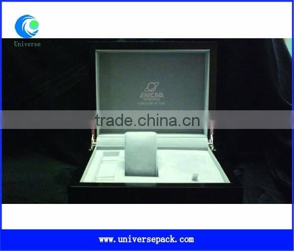 New Snap Fastener Clients Personal Watch Box Black Leather Packing Boxes