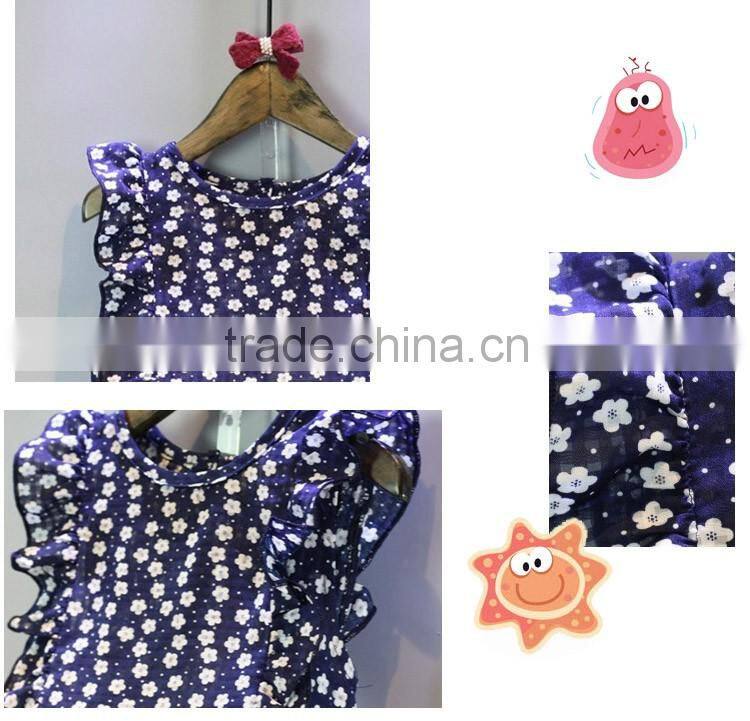 Wholesale Summer Fashionable Floral Pattern Pastoral Style Children Clothing Set for Girl