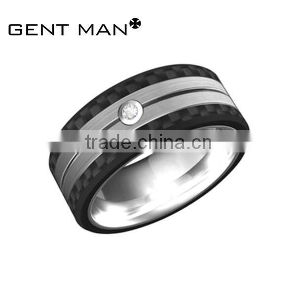 wholesale fashion jewelry 8MM Black ceramic Carbon Fiber Mens's Ring