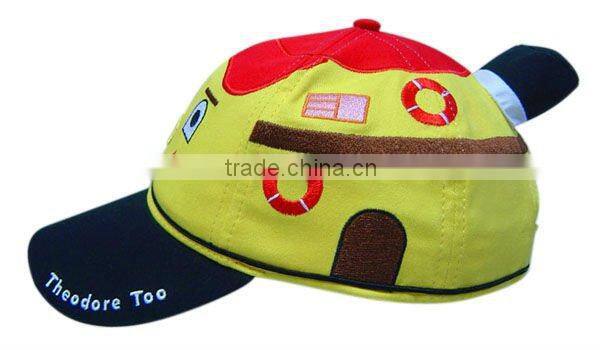 Lovely yellow cotton custom kids hat with tail