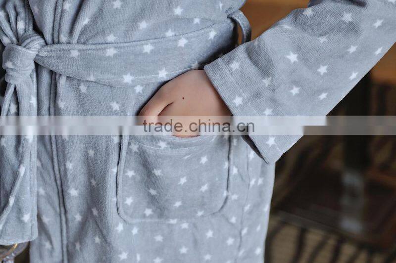 Printed Microfiber Hooded bathrobe Child bathrobe