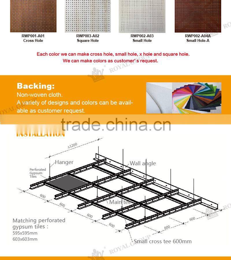Colorful Perforared Gypsum Ceiling Tiles (RSR001)