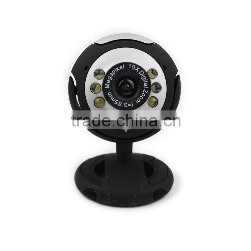 2016 new wholesale USB 2.0 6 LED PC HD 10x Digital Zoom Webcam Laptop Camera