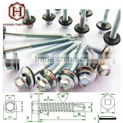 Galvanized hexgon flange head with letter logo drill screw