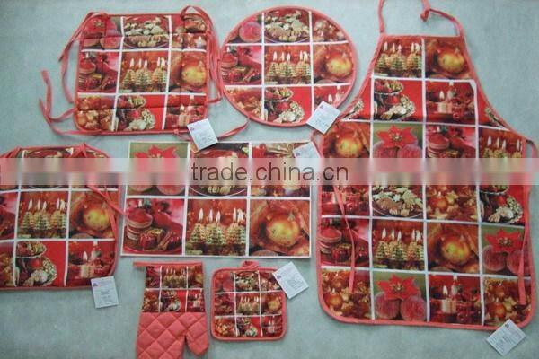 100% polyester printed wholesale home textile children christmas apron