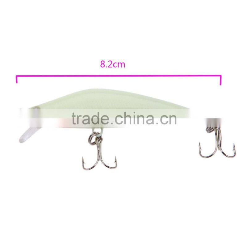 3D Luminous Night Bait Minnow Lure Hard Bait Lure Fish Hook 82mm 8g Artificial Fishing Tackle Accessory With Two Triangle Hooks