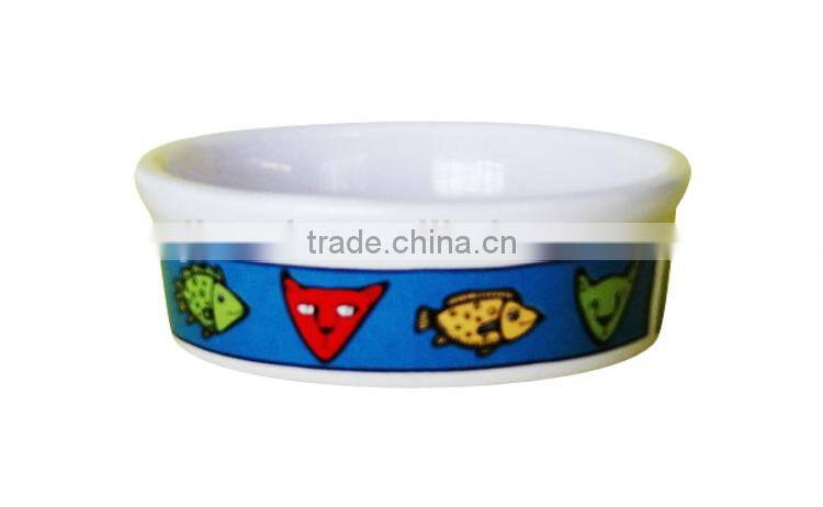 Hot sale high quality white round ceramic pet bowl for dog
