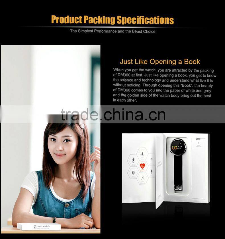 DM360-2015 New Arrive DM360 smart watch Heartrate monitor IPS screen with heart rate fitness trackerIos and Android all compatib