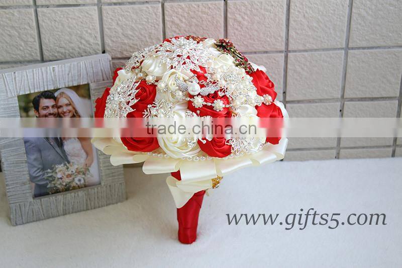 Gorgeous red wedding bouquet crystal bouquet jewelry