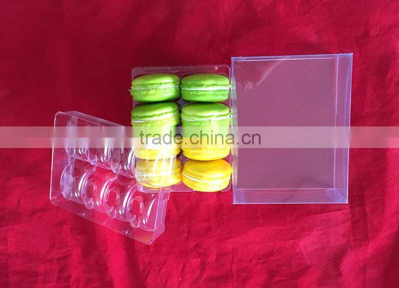 8 pcs food pack clear plastic macaron box printed with PET inner food trays food industrial use and grade plastic type 5 macaron