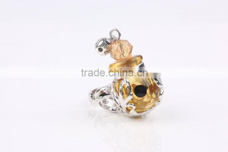 Fashion Mini Glass Bottle Women Perfume Finger Ring Size Adjustable Essential Oil Rings Scent Ring