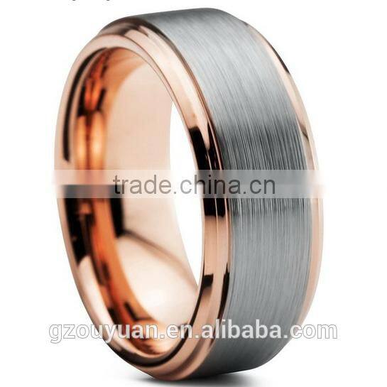 8MM Rose Gold Tungsten Carbide Ring, Brushed Two Tone Tungsten Carbide Ring, Hot Sale Tungsten Ring