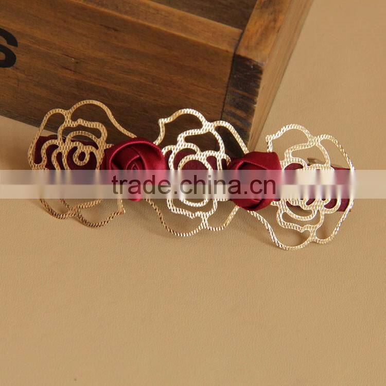 MYLOVE women alligator clips gold rose barrette