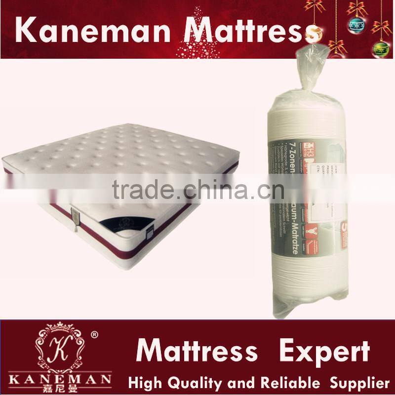 Knitted fabric compressed roll up foam mattress