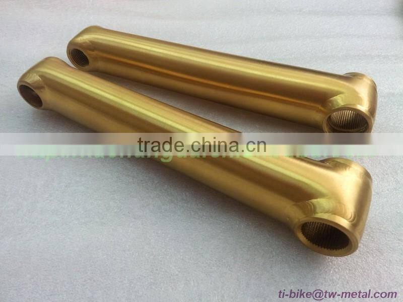 Titanium Anodized Golden Color BMX Cranks Custom Titanium Colorful Crank XACD Ti Bicycle BMX Crankset in China