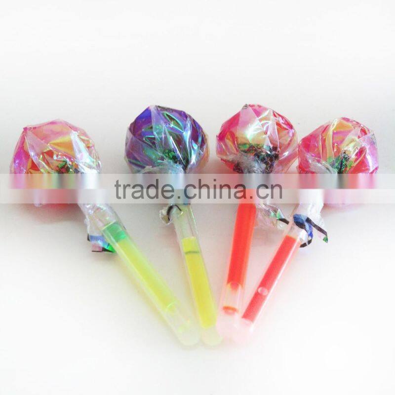 Fancy Lollipop Candy With Glow Stick / Assorted Flavour Fluorescent lollipop