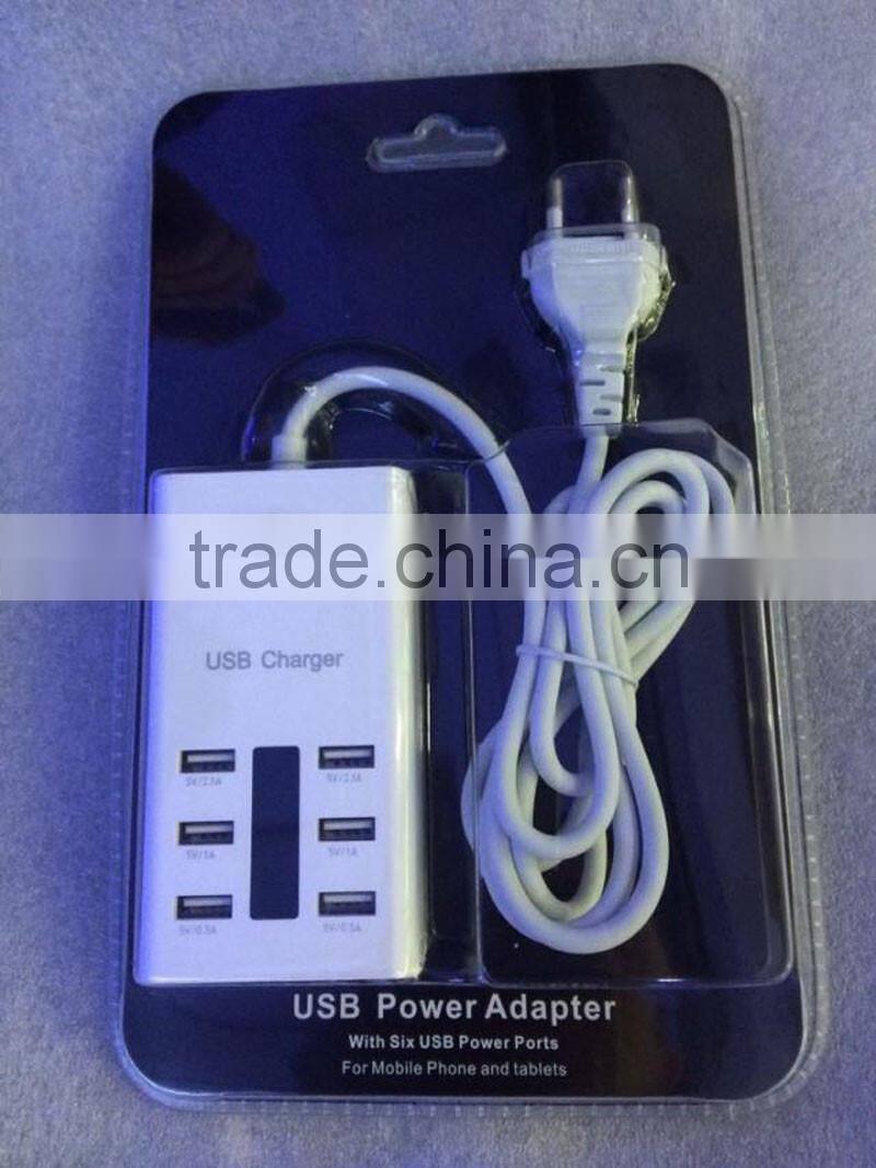 EU UK US plug 5V 6 port usb socket charger