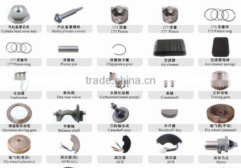 generator spare parts 173F 177F gx240 gx270 H5000 gasoline engine