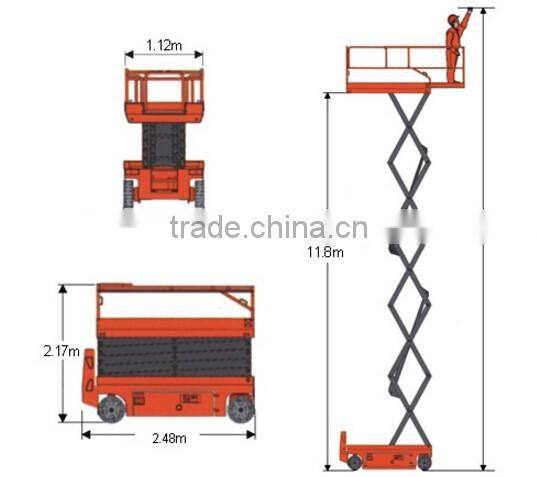 11m 12m Full electric sicssor elevated work platform