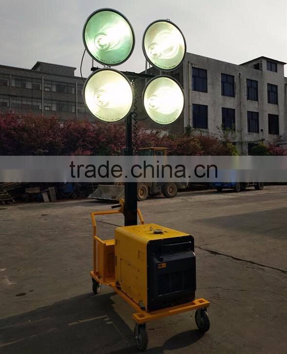 4x1000 watts single phase silent mobile light tower diesel generator