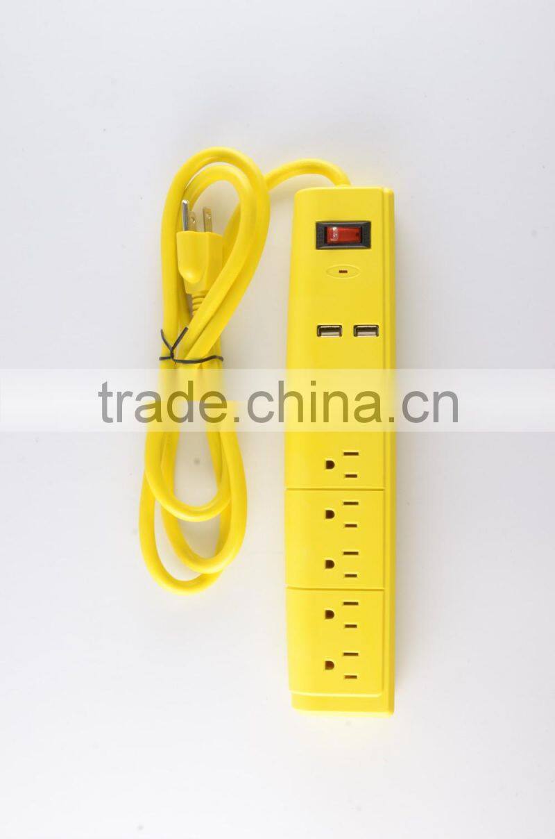 H30147 ETL/CETL Surge Protector 6 Outlet Power Strip with 2 USB Charging Ports Heavy Duty 15 AMP