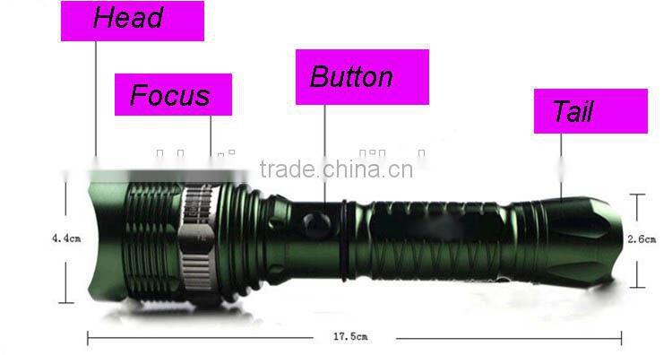 High quality Led zoom flashlight rechargeable aluminium led torch