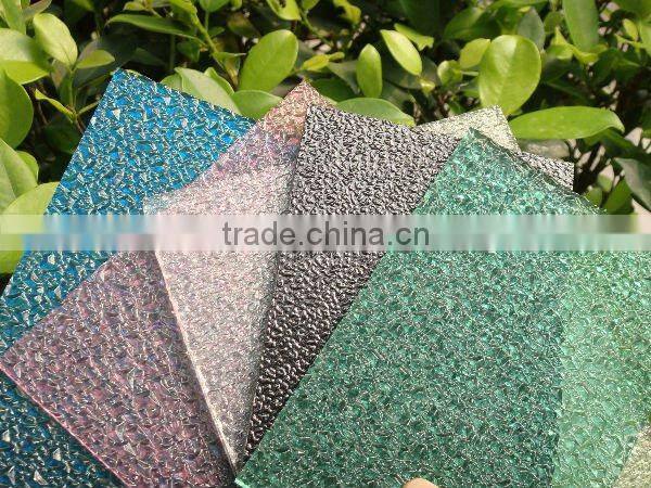 Dark green PC embossed solid sheet, decorative solid board for real estate project, custome-made PC sheet