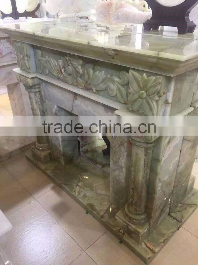 MODERN DESIGN GREEN ONYX FIREPLACES