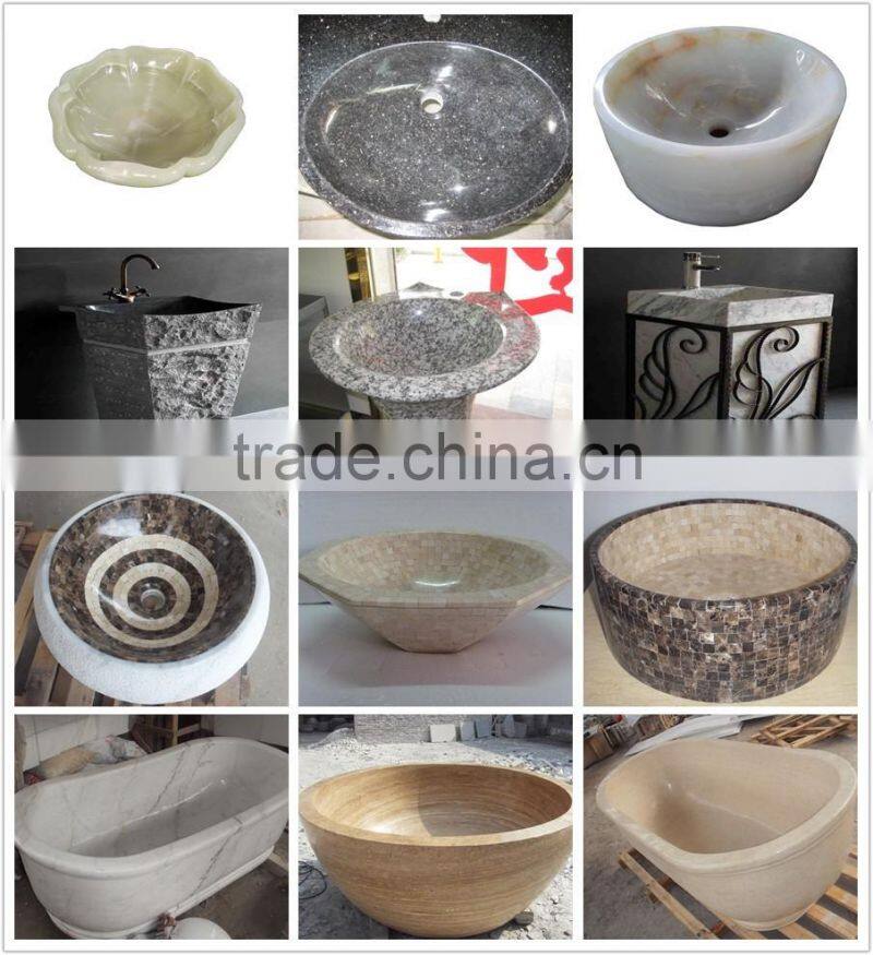 Dark emperador marble brown mosaic vessel sink