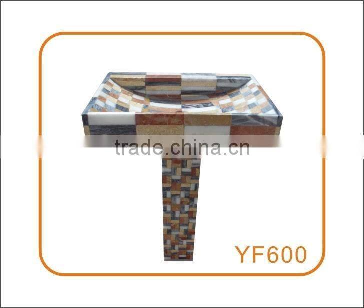 Colored pedestal mosaic sinks