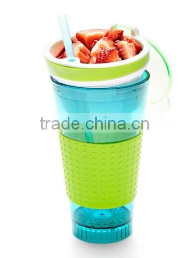 Plastic 2 in 1 Snack & Drink Cup,Travel Cup Snack Drink in One Container