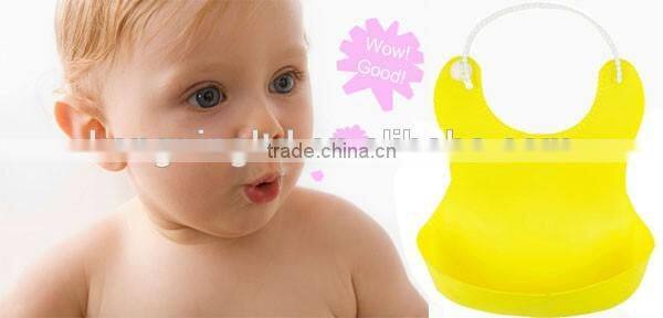 silicone baby waterproof soft bib apron pinafore feeding spill food collector holder