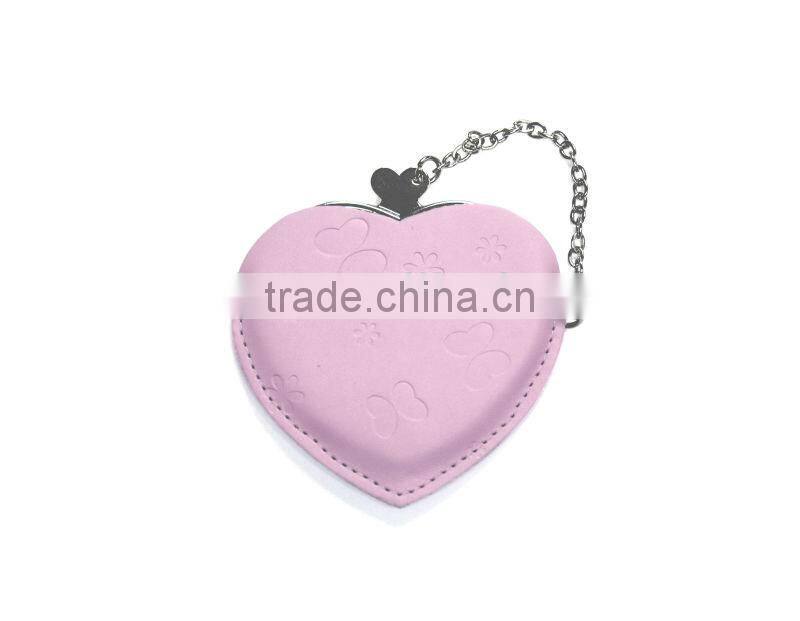 Hot Sublimation Sell Heart Hand Mirror with Leather Case