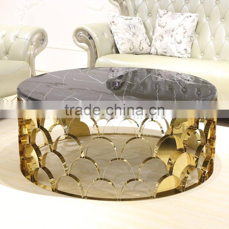 Splice golden stainless steel frame coffee table