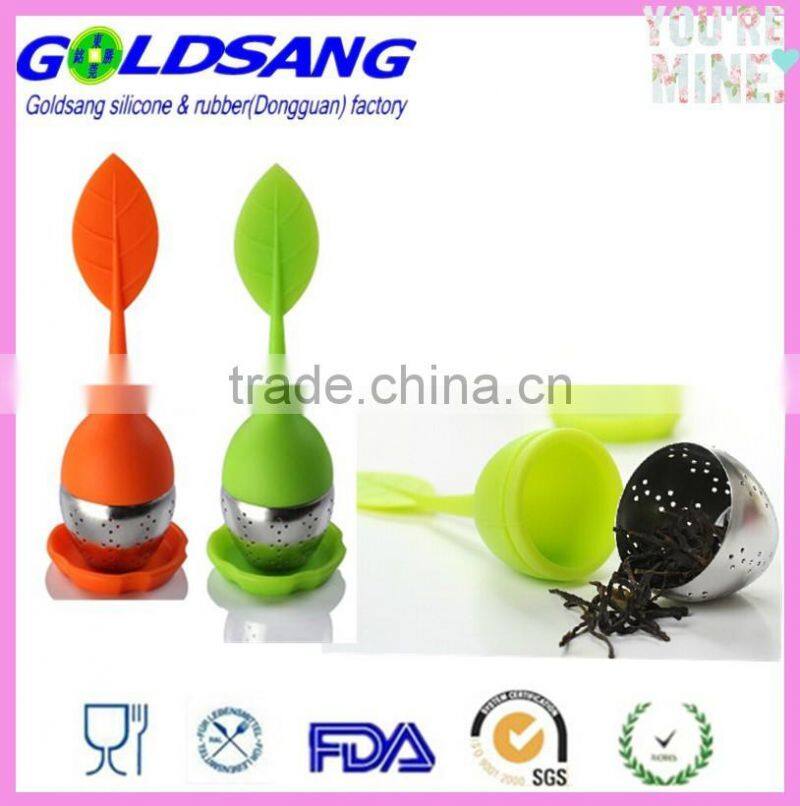 2014 Popular European style leaf shape Tea Bag Stainless Steel silicone tea infuser