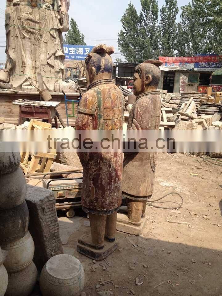 Antique wooden carving statues,Wood Terracotta Warrior sculptures