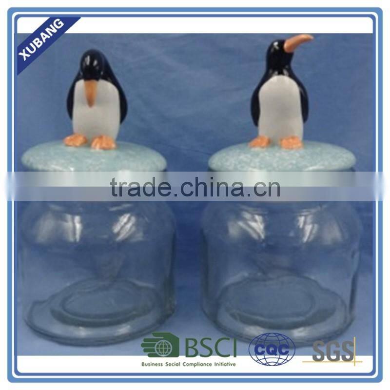Glass jar for honey christmas cookie jar ceramic penguin cookie jar