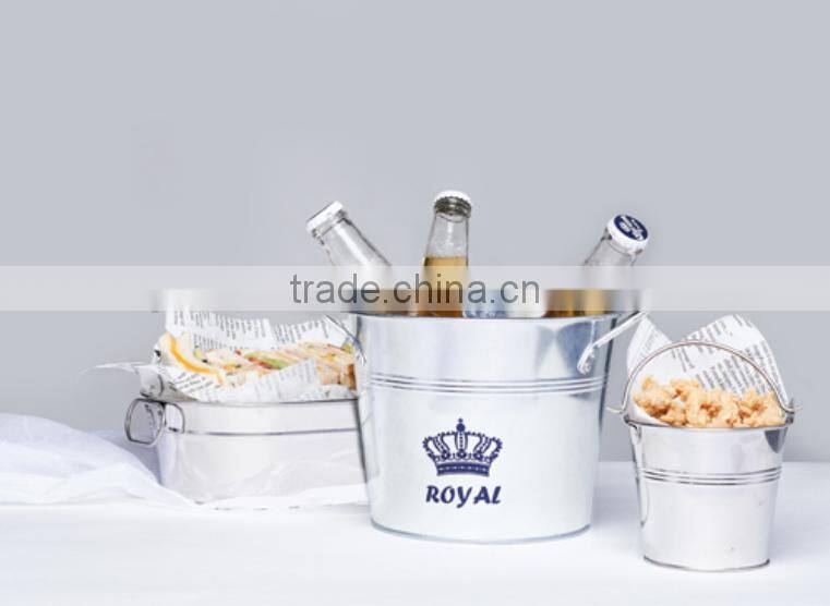 Promotional Customized metal ice buckets Galvanized iron ice bucket/party bucket