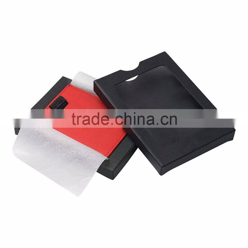 Color customized Men's 100% Leather Slim Flip Wallet with Money Clip and Pull Tab