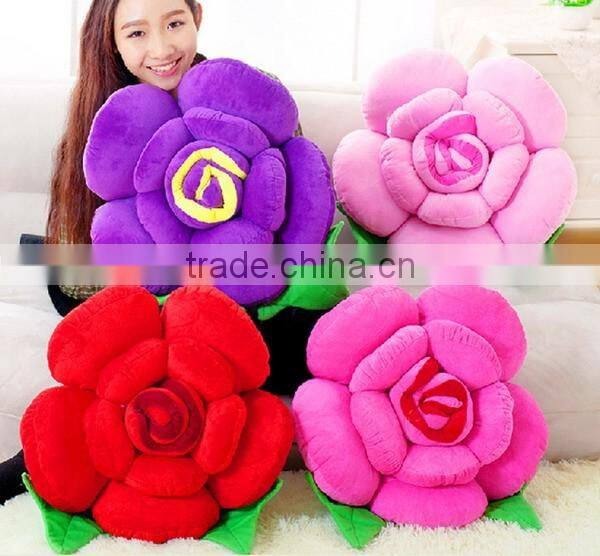 New products decorative Rose flower bolster cushion home decor neck head support sleeping pillow made in china