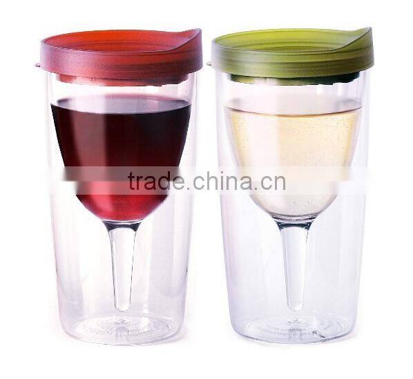 Fashion design 10oz double wall glass cup for wholesale