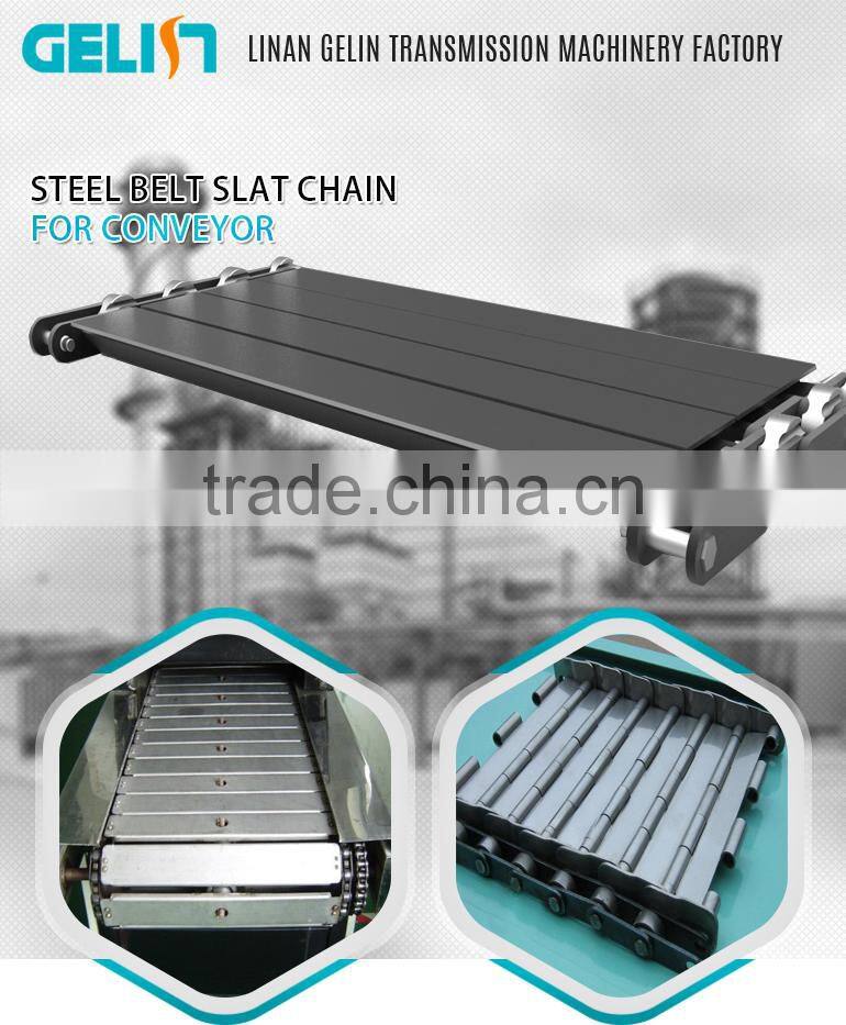 Steel slat belt conveyor chain with L formed slats
