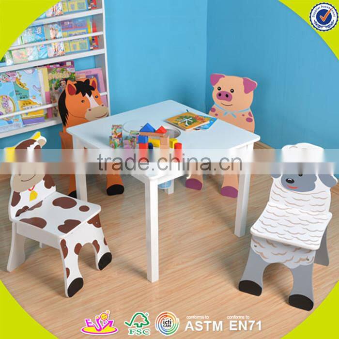 Wholesale cute style baby wooden table and chairs household top quality wooden table and chairs set W08G092
