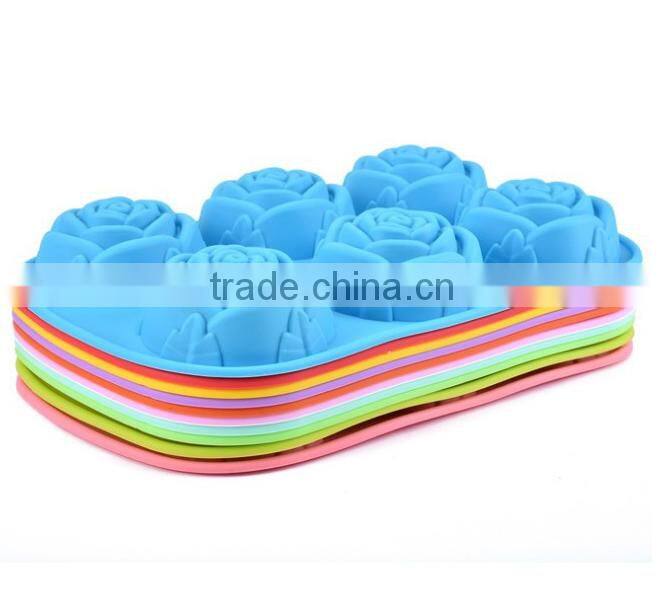 10110 6pcs roses shaped silicone chocolate mould and mold