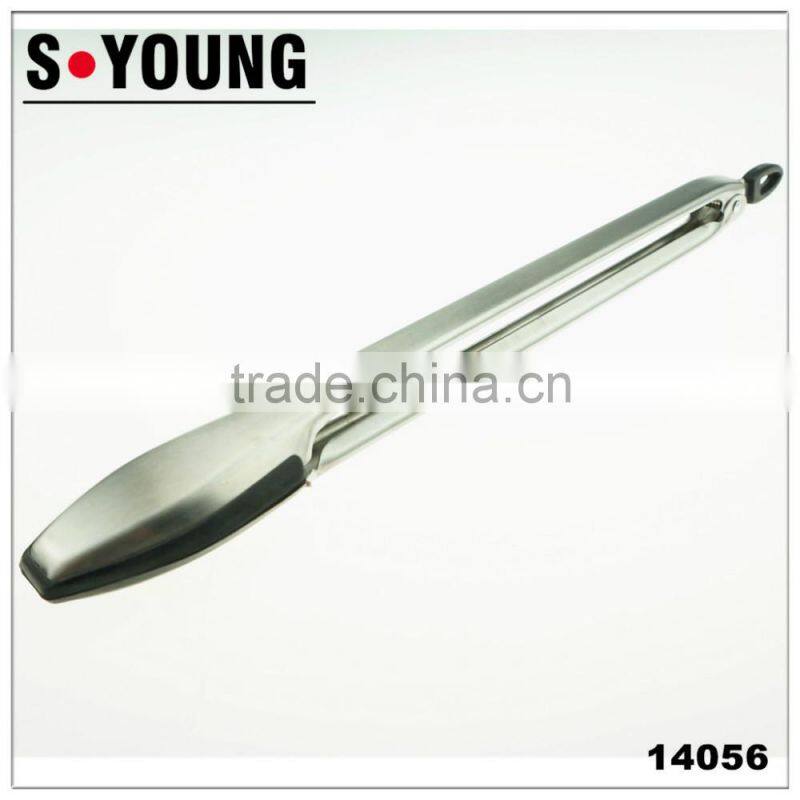 14056 Kitchen and Barbecue Grill Tongs Silicone BBQ Cooking Stainless Steel Locking Food Tong