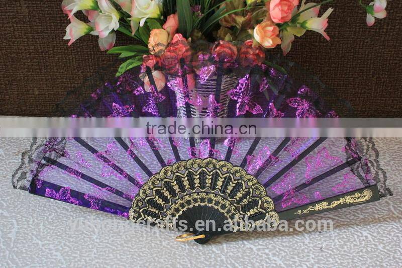 Promotional lace colorful hand fan
