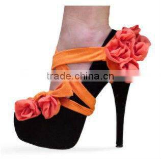 SC010 2013 Fashion orange handmade ladies heel shoe covers with flower