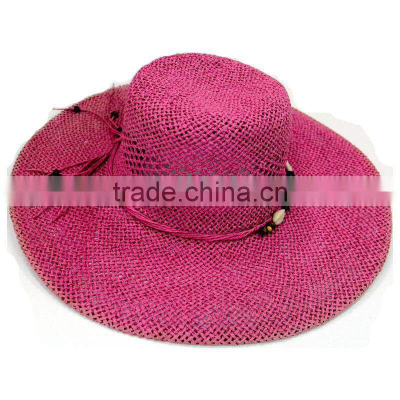 Ladies Wide Brim Straw Beach Sun Hat and Summer Hat