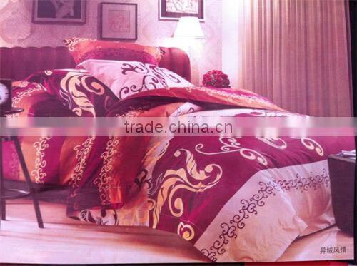 100%polyester 3D screen printed queensize diamond velvet wedding bedding set