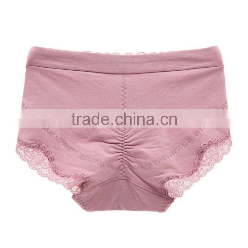 Factory Colorful 95% Cotton 5% Spandex with Lace Custom Sexy Fancy Woman Underwear